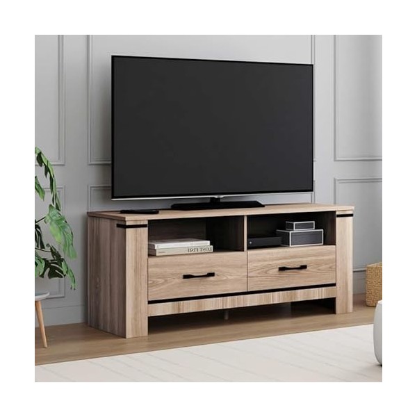 IDMarket - Meuble TV Idaho 2 tiroirs Design Contemporain 113 cm