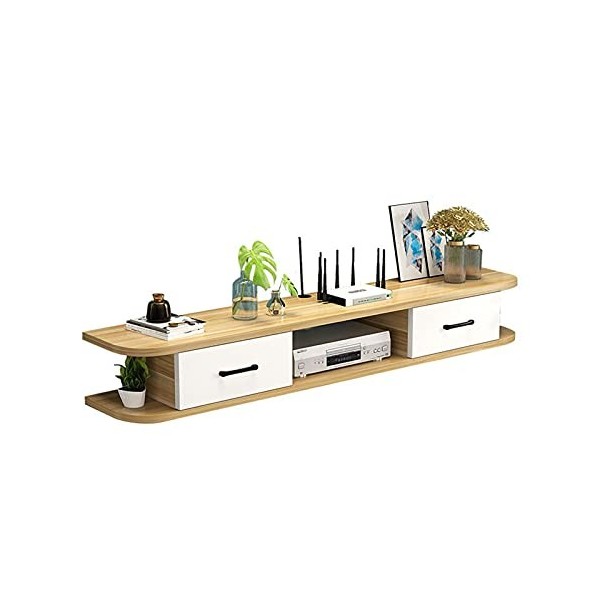 Meuble TV Flottant Mural, étagères de Rangement pour Chambre à Coucher, étagère Audio vidéo, Console multimédia Murale avec 2
