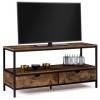 IDMarket - Meuble TV Dayton 2 tiroirs Bois Effet Vieilli Design Industriel 113 cm