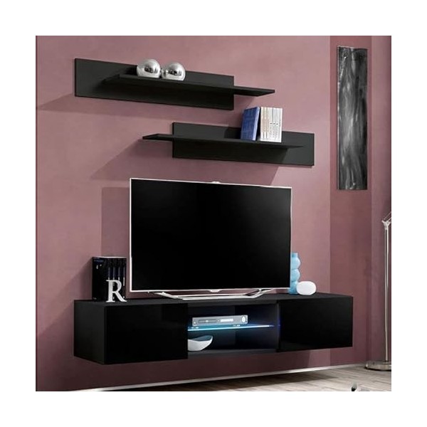 Paris Prix - Meuble TV Mural Design Fly III 160cm Noir