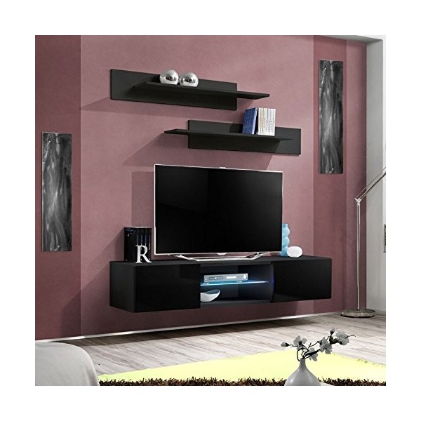 Paris Prix - Meuble TV Mural Design Fly III 160cm Noir