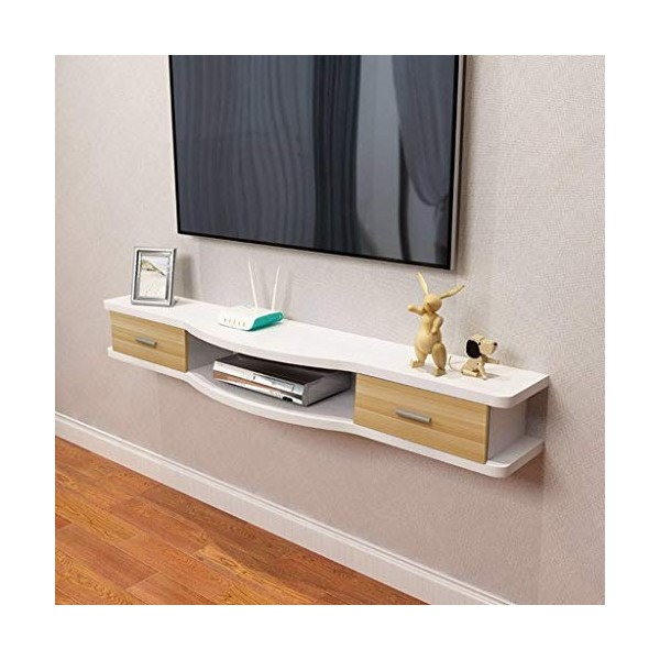 TV Flottant Support Moderne Support Mural TV Console Media Audio/Video Console avec Portes darmoires Flottant Hutch Armoire 