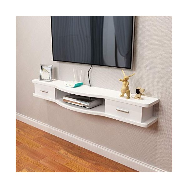 TV Flottant Support Moderne Support Mural TV Console Media Audio/Video Console avec Portes darmoires Flottant Hutch Armoire 
