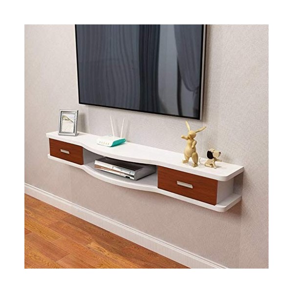 TV Flottant Support Moderne Support Mural TV Console Media Audio/Video Console avec Portes darmoires Flottant Hutch Armoire 
