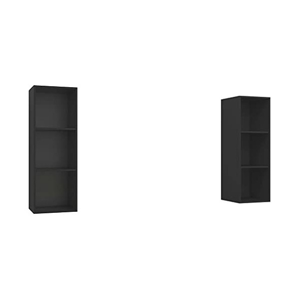 TEKEET Centres de divertissement et supports TV - Meuble TV mural 2 pièces - Noir - Bois dingénierie