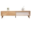 WOLWES Aucun Assemblage Requis Meuble TV Bois, Portes Coulissantes, Meuble Tele Table TV Banc TV pour Les Television Jusquà 