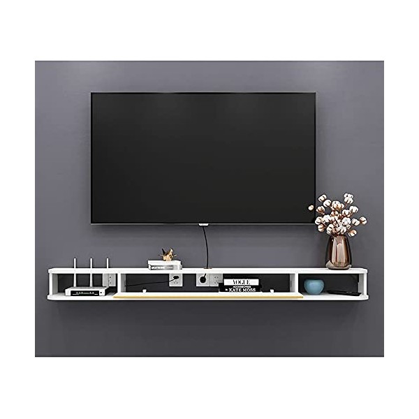 YokIma Meuble TV Flottant, Meuble TV Flottant Mat, Console de Divertissement Murale pour Centre Média TV pour Salon Chambre/B