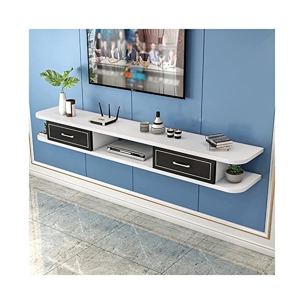 Meuble TV Flottant, Meuble TV Mural, Console multimédia, clapier de Rangement de Bureau Flottant, avec Trous pour câbles, pou