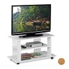 Relaxdays Meuble, 2 Compartiments, Console, Receiver, Table TV sur roulettes HlP 45 x80x40cm, Blanc, Panneau de Particules, P