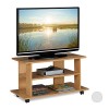 Relaxdays Meuble, 2 Compartiments, Console, Receiver, Table TV sur roulettes HlP 45 x80x40cm, Blanc, Panneau de Particules, P