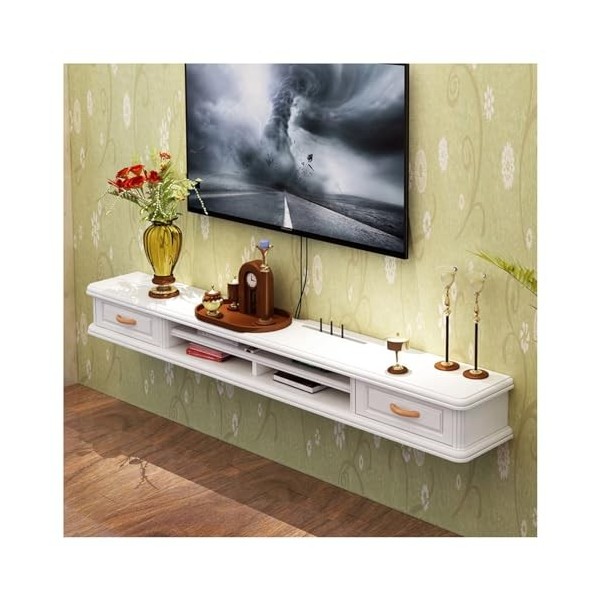 Étagère TV Flottante, Support de Meuble TV Mural Flottant, Console multimédia Murale, Support de Rangement Moderne pour Centr