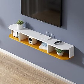 EGOMED Meuble TV Flottant Meuble TV Meuble TV Fixation Murale, Console Média Murale avec 3 Rangements Ouverts, Unité de Diver