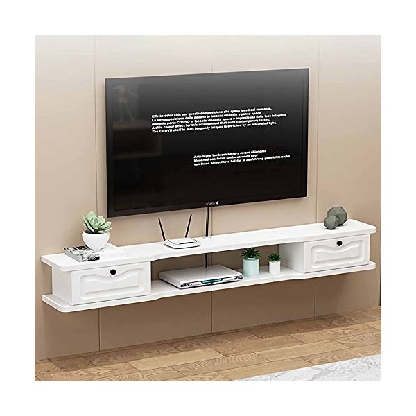 EsEntL Meuble TV Flottant, étagère de Rangement multimédia avec Gestion des câbles, pour Salon, Bureau, Chambre à Coucher, un