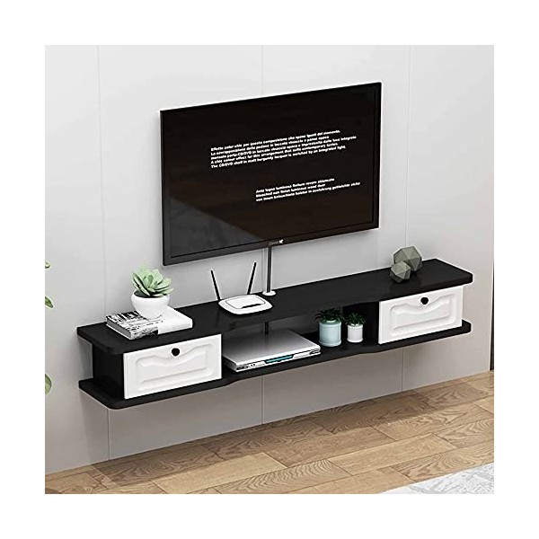 EsEntL Meuble TV Flottant, étagère de Rangement multimédia avec Gestion des câbles, pour Salon, Bureau, Chambre à Coucher, un