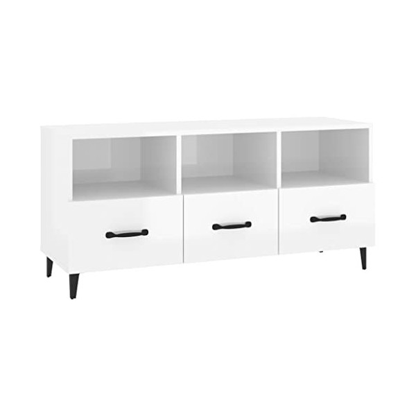 vidaXL Meuble TV Centre de Divertissement Unité Multimédia Meuble de Rangement Salle de Séjour Intérieur Blanc 102x35x50 cm B