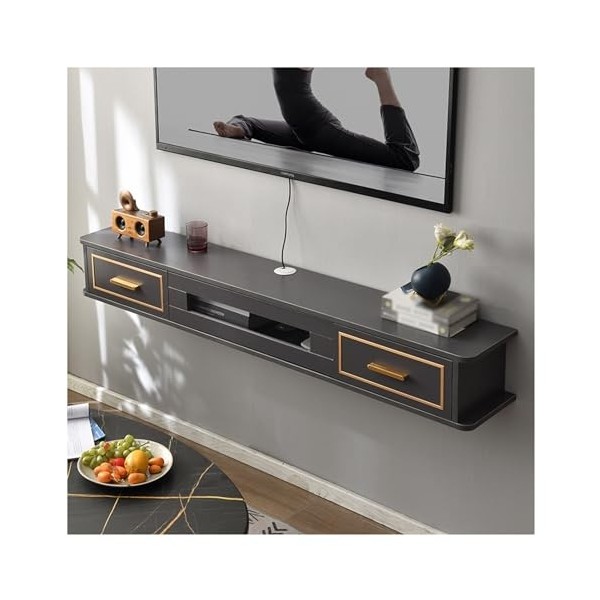 Meuble TV Mural de 59 Pouces, Meuble TV Flottant, Console TV Flottante Moderne, Centre de Divertissement Flottant avec étagèr