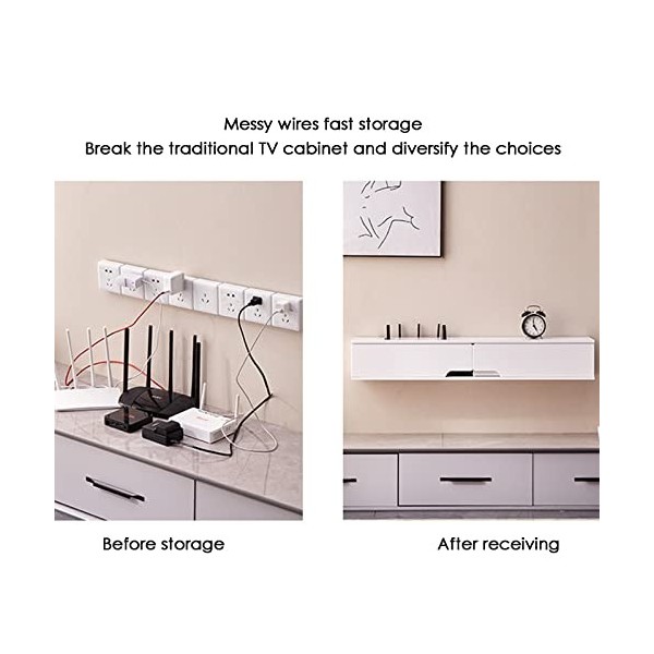 Meuble TV Mural Étagères pour décodeur TV WiFi, 80/100 cm, Console Audio/vidéo Murale, Petit Support décoratif pour Meuble TV