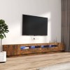 Higsose Ensemble de Meubles TV Salon avec Lumières LED RVB 3 Pcs 100x35x40 cm Chêne Fumé Bois dingénierie Armoires Multimédi