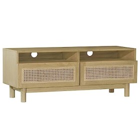 Miliboo Meuble TV en Bois Clair et cannage rotin L120 cm Galina
