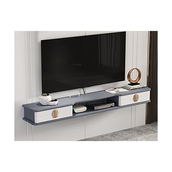 Kamnik Meuble de télévision Flottant, Meuble de télévision Mural à tiroir Rabattable avec Trous pour Fils, adapté à la Consol
