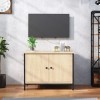 Higsose Meuble TV avec Portes Chêne Sonoma 60x35x45cm Bois dingénierie Meuble de Multimédia avec Pieds en Métal Meuble de Ch