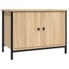 Higsose Meuble TV avec Portes Chêne Sonoma 60x35x45cm Bois dingénierie Meuble de Multimédia avec Pieds en Métal Meuble de Ch
