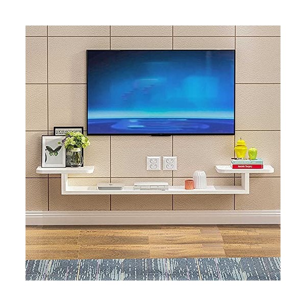 YokIma Meuble TV Flottant, Console TV pour Salon, Salle de Divertissement, Bureau, Unité de Divertissement Murale avec Rangem