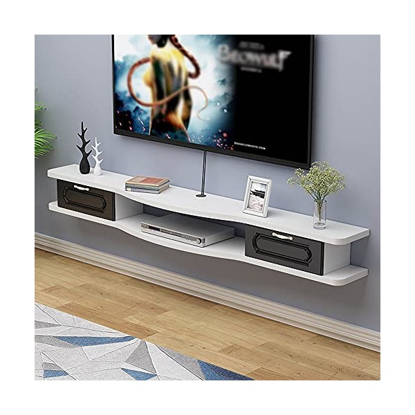 YokIma Meuble TV Flottant Meuble TV Mural,Étagère de Rangement Murale avec Tiroirs pour Boîte de Câble TV Satellite DVD/A / 1
