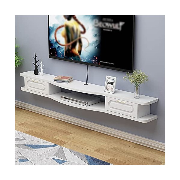 YokIma Meuble TV Flottant Meuble TV Mural,Étagère de Rangement Murale avec Tiroirs pour Boîte de Câble TV Satellite DVD/A / 1