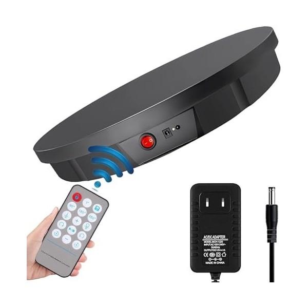 Présentoir rotatif motorisé avec télécommande, grand plateau tournant électrique for produits de photographie, photos, courte