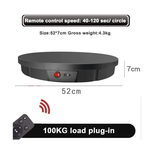 Présentoir rotatif motorisé avec télécommande, grand plateau tournant électrique for produits de photographie, photos, courte