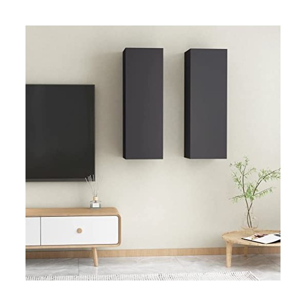 Meubles-TV Meuble TV 2 pièces Gris 30,5 x 30 x 90 cm Bois dingénierie