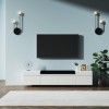 kubeier Meuble TV avec 3 armoires et Espace de Rangement Unique, Meuble TV Bas, Table TV, Meuble Buffet, Meuble TV, Plateau d
