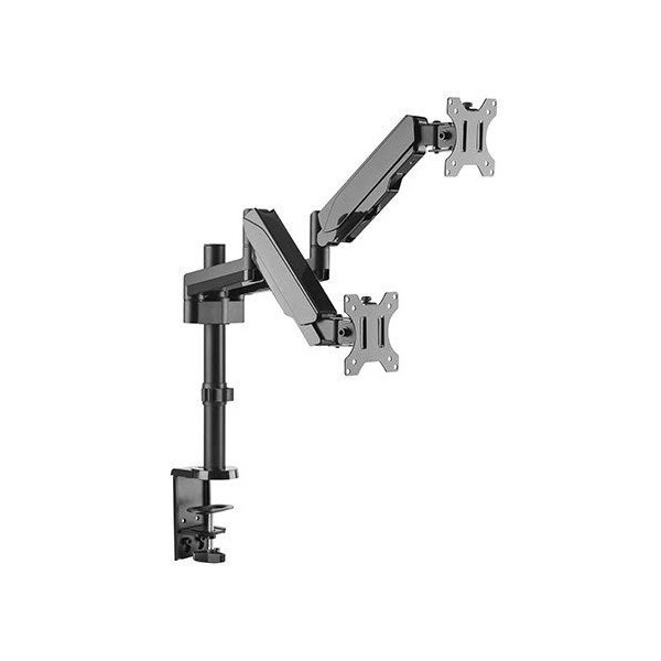 HALTERUNGSPROFI Support de bureau double 2 compartiments avec ressort à gaz pour écrans LED et LCD jusquà 32" VESA 75 x 75 1