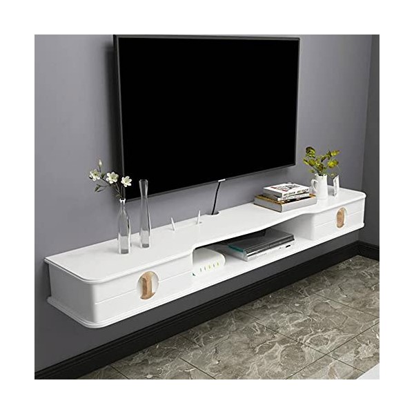 MABIBI Meuble TV mural flottant, meuble TV mural, console multimédia murale en bois massif, meuble TV suspendu, meuble TV mul