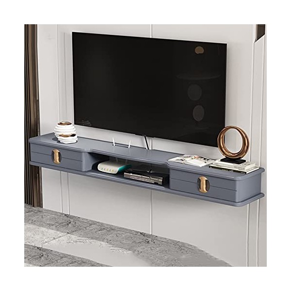 MABIBI Meuble TV mural flottant, meuble TV mural, console multimédia murale en bois massif, meuble TV suspendu, meuble TV mul