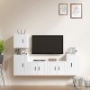 ARKEM Ensemble de Meubles TV 5 pcs Blanc Brillant Bois dingénierie,Meuble Haut Salon,Meuble TV Étagère,Meuble dangle TV