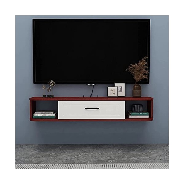 Meuble TV Mural, Meuble TV Flottant Mat pour Bureau de Salle de Divertissement de Salon, étagère de Rangement multimédia en B