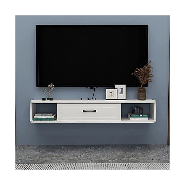 Meuble TV Mural, Meuble TV Flottant Mat pour Bureau de Salle de Divertissement de Salon, étagère de Rangement multimédia en B