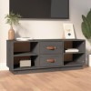 CHRISK Home Hardware Businese Meuble TV en pin massif Gris 100 x 34 x 40 cm