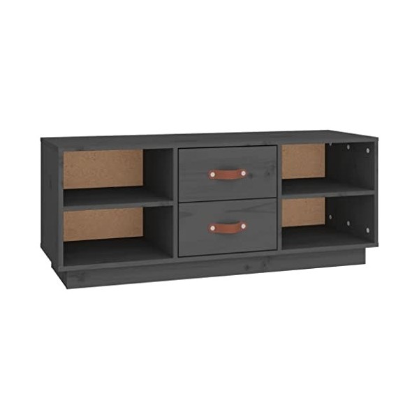 CHRISK Home Hardware Businese Meuble TV en pin massif Gris 100 x 34 x 40 cm