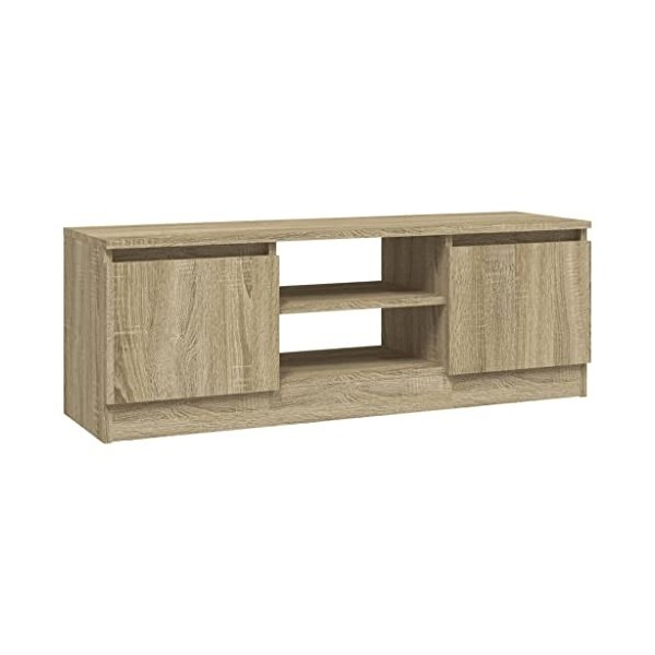 Keyur Meuble TV, Banc TV Buffet Bas Support de Télévision Meuble Télé Meuble TV avec Porte Chêne Sonoma 102x30x36 cm