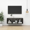 Meuble TV Suspendu | Style Contemporain | Rangement matériel télé Audio Video Gaming | 37x37x107cm Gris