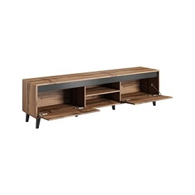 Bestmobilier - Lord - Meuble TV - Bois et Noir - 170 cm - Style Industriel