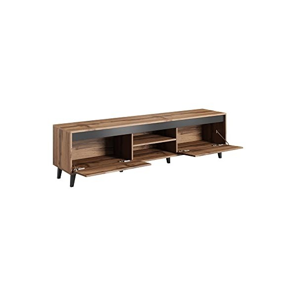 Bestmobilier - Lord - Meuble TV - Bois et Noir - 170 cm - Style Industriel