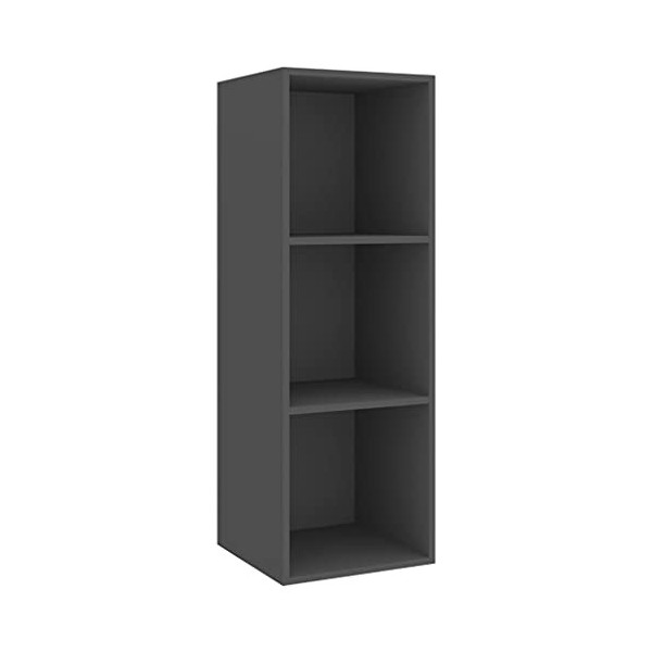 Meuble TV Suspendu | Style Contemporain | Rangement matériel télé Audio Video Gaming | 37x37x107cm Gris