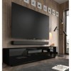 Homlando Aura Armoire TV, 200 cm, à suspendre ou à poser, meuble bas universel, brillant, buffet, noir