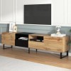 TV Lowboard Meuble TV Moderne Classique 190cm Meuble TV Support TV avec Tiroirs, Meuble TV Moderne avec Design Noir et Bois