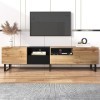 TV Lowboard Meuble TV Moderne Classique 190cm Meuble TV Support TV avec Tiroirs, Meuble TV Moderne avec Design Noir et Bois