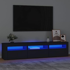 Hovothy Meuble TV avec Lumières LED Colorées Chêne Marron 240x35x40 cm Bois dingénierie Armoire Vidéo Style Tendance Meuble 
